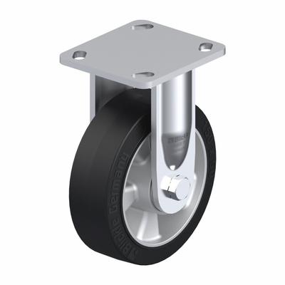 BLICKLE Plate Caster: Rigid, No Brake, Rubber, 102 mm Wheel Dia, 51 mm Wheel Wd - Heavy-Duty Metric Plate Casters