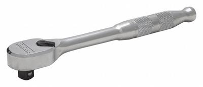 PROTO Hand Ratchet: Pear, Reversible, 10 1/2 in Overall Lg, Chrome, 4° Min Arc Swing - Standard-Head Ratchets
