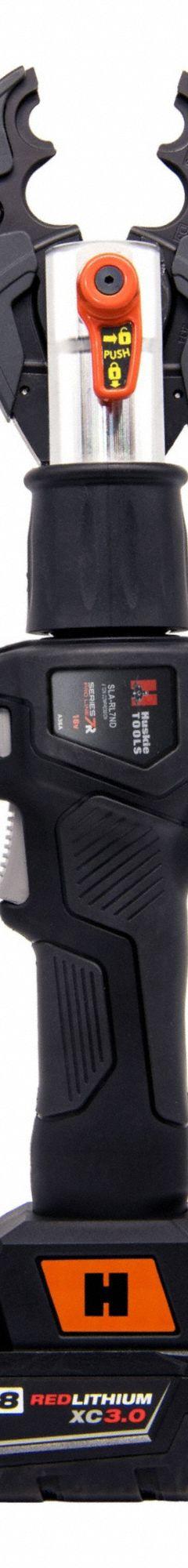 HUSKIE TOOLS STREAMLINE AUTO-RETRACT 6 TON TOOL: 18 V, Die Head, 500MCM Max Copper, For O/W/X Dies (MPN SLA-RL7NDBG). Key specifications — attr532196: Yes; attr557685: 350 MCM; attr557684: #8; attr557683: 500MCM; attr557682: #8; attr532165: M18 Redlithium; attr533563: N; attr532179: (2) Milwaukee Redlithium™ 5.0Ah Batteries.