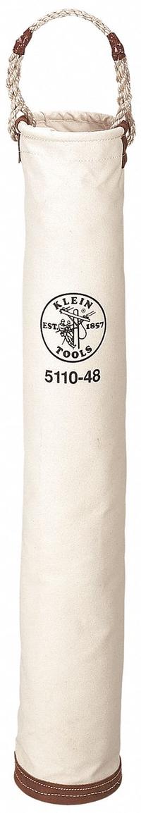 KLEIN TOOLS Bucket Bag: 48 in H, Off-White, Canvas, 0 Pockets, Open Top (MPN 5110-48). Key specifications — attr1118525: KLEIN TOOLS; attr1125037: Off-White; attr1125041: Canvas; attr1203718: Yes.