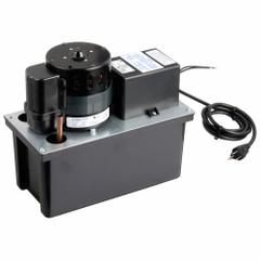 LITTLE GIANT Condensate Removal Pump: 115V AC, 1 gal Tank, 1/5 hp, 7.5 gpm, 45 ft Max. Head (MPN 553240). Key specifications — Nameplate Voltage: 115V AC; Brand: LITTLE GIANT; Included Accessories: Safety Switch; Plenum Rated: No.
