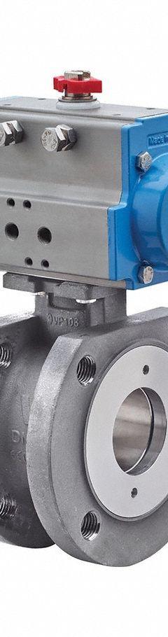 BONOMI Pneumatically Actuated Two-Way Ball Valve: 2 1/2 in, Stainless Steel, Flange x Flange (MPN 8P723101-2-1/2-C2). Key specifications — Brand: BONOMI; Pilot Solenoid Voltage: 24V DC.