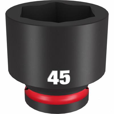 MILWAUKEE Standard Impact Socket: 3/4 in Drive Size, Metric, 45 mm Socket Size, 6-Point - 3/4" Drive Impact Sockets