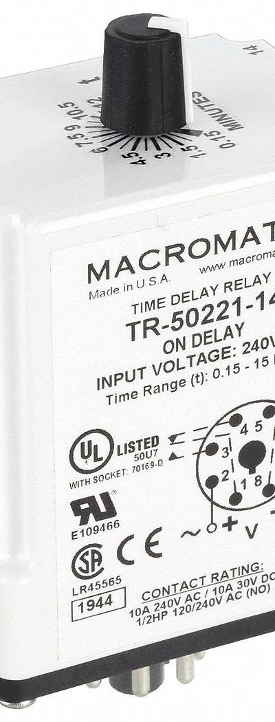 MACROMATIC Single Function Time Delay Relay: Socket Mounted - Socket-Mounted Relays