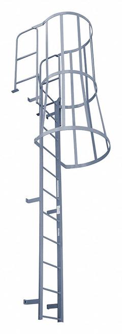 COTTERMAN Fixed Ladder with Safety Cage: 19 ft Overall Ht, 39 in Overall Wd, Steel, 16 Rungs (MPN F16WC C1). Key specifications — attr1050722: COTTERMAN; attr1050760: Assembled; attr1083696: 2.