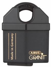 ABUS Padlock: Steel, Unfinished, Black, Covered Shackle, Steel, 5/8 in Vert Clearance, GRANIT (MPN 37/60 MK KD). Key specifications — attr1312298: GRANIT; attr1312306: 694; attr1312342: Yes; attr1312346: ABUS.