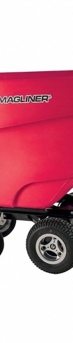 MAGLINER Powered Dump Bin Cart: Powered, 13.5 cu ft Cubic Foot Capacity, 400 lb Load Capacity, Red (MPN MHCSAB). Key specifications — Color: Red; Brand: MAGLINER; Caster/Wheel Configuration: (2) Swivel; Battery Chemistry: Sealed Lead Acid; Battery Type: Absorbent Glass Mat (AGM).
