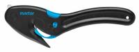 MARTOR Hook-Style Safety Cutter: 8 1/4 in Overall Lg, Straight Handle, Plain, Steel, Black/Blue (MPN 121001.02). Key specifications — attr307620: Black/Blue; attr307617: Straight; attr307618: Plain; attr307619: Steel; attr307627: Includes Tape Splitter; attr324885: MARTOR.