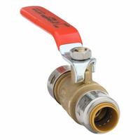 SHARKBITE MAX Manual Two-Way Ball Valve: 1/2 in, Brass, Straight, Push x Push, Full Port Ball Port (MPN UR22222G). Key specifications — Brand: SHARKBITE MAX; Handle: Locking Lever.