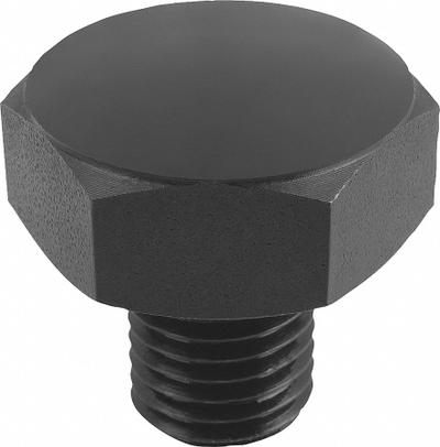 KIPP Positioning Foot w/Convex Face: External Threads, Convex, Steel, M12 Thread Size - Positioning Feet with Convex Face