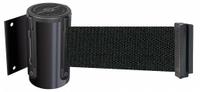 TENSABARRIER Retractable Belt Barrier: Fixed Mounting Plate, 13 ft Belt Lg, Pattern, Black (MPN 896-STD-33-MAX-NO-B9X-C). Key specifications — Frame Color: Black; Brand: TENSABARRIER; Belt Color: Black.