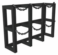 DURHAM MFG Gas Cylinder Rack: Vertical, 44 in x 12 in x 30 in, For 3 Cylinders (MPN GCRV-441230-08T). Key specifications — attr34863: DURHAM MFG; attr34955: Powder Coated; attr34956: Black.