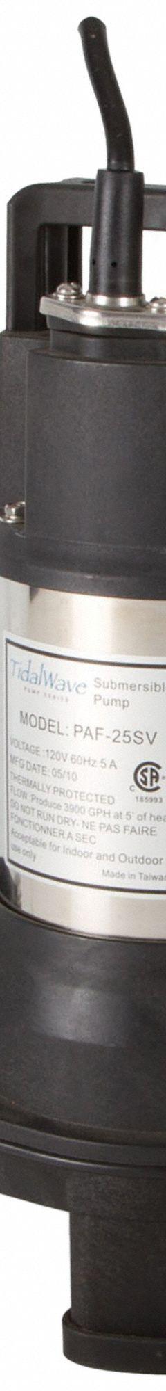 PAF Series Pump, 1/3 HP: 1/3 hp, 115V, FRP Composite/Stainless Steel housing, 26 ft Max Head (MPN PAF-25). Key specifications — Pump Type: Direct Drive Pump; Series: PAF; Brand: ATLANTIC; Discharge Type: FIPT; Manufacturer Part Number: PAF-25; Motor Enclosure: Totally Enclosed; Nameplate Voltage: 115V; Pump Housing Material: FRP Composite.