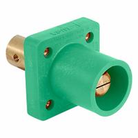 Single Pole Receptacle: Green, Straight Taper Nose Mating, Half Round with Tapped Hole Termination (MPN 16R19-UG). Key specifications — Series: 16; Receptacle Gender: Male; Brand: LEVITON.