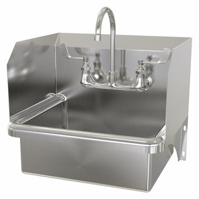 SANI-LAV Hand Sink: 1 Stations, 7 in Bowl Dp, 17 in Bowl Lg, 14 in Bowl Wd, Faucet Included - One-Station Wall-Mounted Hand Sinks with Faucets