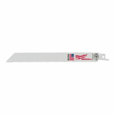 MILWAUKEE Reciprocating Saw Blade: 8/12 Teeth per Inch, 8 in Blade Lg, 0.05 in Blade Thick - General Purpose Blades