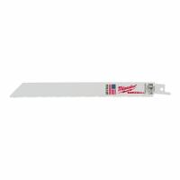 MILWAUKEE Reciprocating Saw Blade: 8/12 Teeth per Inch, 8 in Blade Lg, 0.05 in Blade Thick, 25 PK (MPN 48-00-8093). Key specifications — attr1109198: 8/12; attr1109200: Rigid for Straight Cuts; attr1109201: Straight; attr1109209: MILWAUKEE.