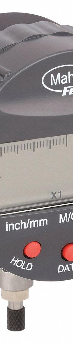 MAHR Inductive Digital Comparator: 0 in to 0.04 in /0.001 mm to 1 mm, Inch/Metric, IP54, Plunger (MPN 2034201). Key specifications — attr1184065: MAHR; attr1184072: +/- 0.040 in; attr1184084: 58 mm.