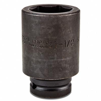 PROTO Impact Socket: 3/4 in Drive Size, SAE, 1 1/2 in Socket Size, 6-Point, Deep - 3/4" Drive Impact Sockets