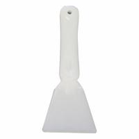 Scraper: Scraper, Sterile, HDPE, 7 1/2 in Overall Lg, 3 in Overall Wd, Gamma Irradiation, White (MPN 0628650). Key specifications — Product Type: Scraper; Standards: FDA CFR 177.1520; Sterilizing Method: Gamma Irradiation; Brand: APPROVED VENDOR; Color: White.