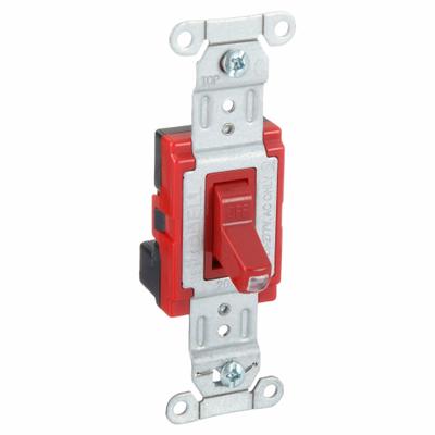 HUBBELL Wall Switch: Toggle Switch, Single Pole, Maintained, Red, 120/277V AC - Toggle Wall Switches