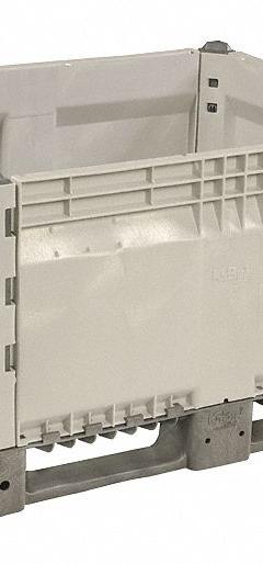 DECADE PRODUCTS Bulk Container: 20 cu ft, 47 1/4 in x 39 3/8 in x 28 in, Lid Not Included, Long Side (MPN 14000000-104). Key specifications — Brand: DECADE PRODUCTS; Stackable: Stacking Capable; Shape: Rectangular; Runner Location: Long Side; Fork Entry: 4-Way Entry; Container Wall Type: Solid; Mobility: Stationary; Fork Pockets: Fork Pockets Included.