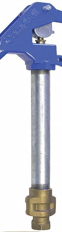 CAMPBELL Yard Hydrant: Brass, Blue Paint, 30 gpm Flow Rate, 2 ft Bury Dp, 57 in Overall Lg (MPN YH-2LF). Key specifications — Rod Material: Brass; Brand: CAMPBELL; Color/Finish: Blue Paint.