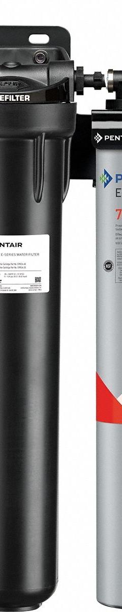 EVERPURE Water Filtration System: 5 micron, 1.7 gpm, FNPT, 25 1/4 in Overall Ht, 7,500 gal (MPN EV977121 -75). Key specifications — Brand: EVERPURE; Reduces: Objectionable Odors; Filter Media: Carbon Block.