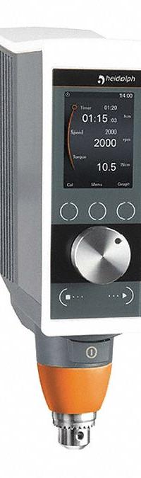 HEIDOLPH Overhead Mixer: 2,000 RPM Max Speed, 400 N-cm, 250,000 cps Max Viscosity, 100 L Volume (MPN 036093150). Key specifications — Voltage: 115V; Maximum Torque: 400 N-cm; Mixing Speed Type: Variable; Reversible: No; Brand: HEIDOLPH; Display Type: Digital.