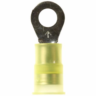 3M Ring Terminal: Yellow, Nylon Insulation, #10 Stud Size, 12 AWG to 10 AWG Wire Sizes - Insulated Ring Terminals