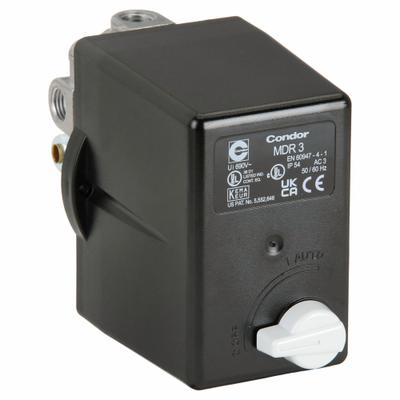 CONDOR USA, INC Pressure Switch: Std, 60 psi – 232 psi, (3) 1/4" FNPT/3/8" FNPT - High-Performance Air Compressor Switches