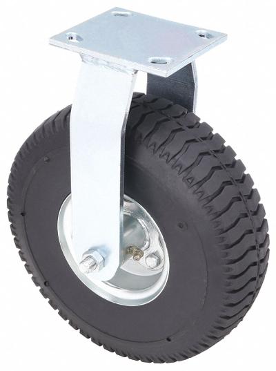 COLSON Plate Caster: Rigid, 10 in Wheel Dia., 3 1/2 in Wheel Wd, 11 1/2 in Mounting Ht - Plate Casters with Flat-Free Wheels