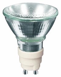 PHILIPS HID Bulb: Metal Halide, MR16, 2-Pin (GX10), 20 W Watt, 3000K, 1,000 lm Light Output, Clear (MPN CDM-MR16/20W/830/25D ELITE). Key specifications — Bulb Finish: Clear; Color Temperature: 3000K; Shatter-Resistant: No; Brand: PHILIPS; Voltage: 95V; Bulb Shape: MR16.