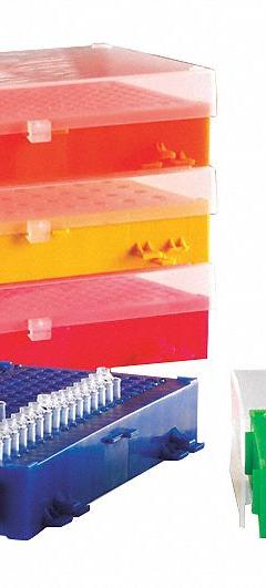 Tube Rack: 5 1/4 in Overall Wd, 2 1/8 in Overall Ht, 8 1/8 in Overall Lg, Polypropylene, Multicolor (MPN HS2344A). Key specifications — Material: Polypropylene; Mounting Location: Benchtop; Color: Multicolor; Product Type: Test Tube Rack; Total Holding Capacity: (12) Tubes (1.5 mL - Both Sides); Brand: HEATHROW SCIENTIFIC.