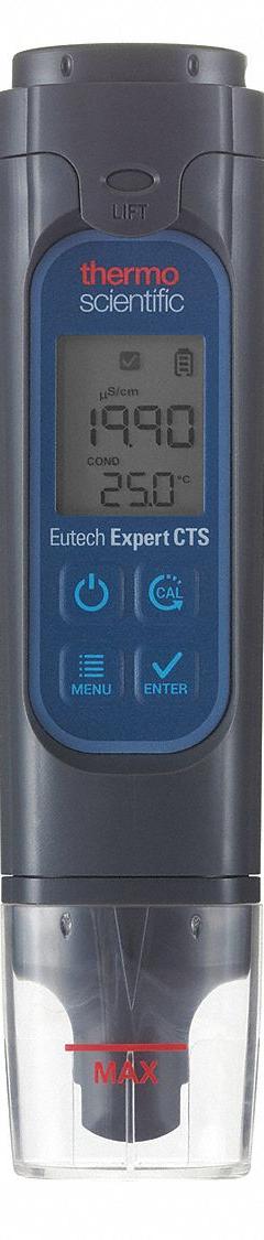THERMO SCIENTIFIC Pocket Multiparameter Meter: Conductivity/Salinity/Temp/Total Dissolved Solids (MPN EXPERTCTS). Key specifications — Test Parameters: Total Dissolved Solids; Manufacturer Part Number: EXPERTCTS; Configured Test Parameters: Salinity; Measurement Components Included: Meter; Other Accessories Included: Batteries; Reagents and Solutions Included: Reagents Sold Separately.