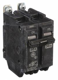 GE Miniature Circuit Breaker: THHQB, 30 A, 120/240V AC, Single Phase, 22kA at 120/240V AC, 2 Poles (MPN THHQB2130). Key specifications — attr195972: 30 A; attr195973: 120/240V AC; attr195974: Single; attr195975: 22kA at 120/240V AC; attr195976: Bus Connections of Load Centers.