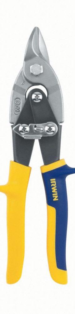 IRWIN Aviation Snip: Straight, 9 in Overall Lg, 3/4 in Cutting Lg, Steel, Multi-Component, Steel (MPN 2073115). Key specifications — attr308531: Multi-Component; attr308530: Steel; attr308532: Steel; attr308533: Yes; attr308535: Vinyl; attr308541: 18 ga (Stainless Steel); attr308546: Straight; attr324897: IRWIN.