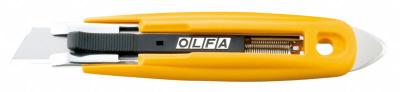 OLFA Safety Knife: 6 in Overall Lg, Plain, 1 1/4 in Overall Wd, Plastic, Yellow - Automatic Retracting Utility Knives