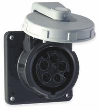 HUBBELL Pin and Sleeve Receptacle: Black, 347/600V AC, Three Phase, 60 A, 4 Pole, 5 Wire (MPN HBL560R5W). Key specifications — Brand: HUBBELL.