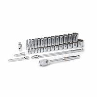 GEARWRENCH Socket Set: 1/2 in Drive, 33 Piece, 6-Point, SAE, 7/16 in to 1 1/2 in (MPN 80715). Key specifications — attr1224269: 1/2 in; attr1204650: 7/16 in to 1-1/2 in; attr1204673: Socket Bits Not Included; attr1204688: GEARWRENCH; attr1224354: No Thin Wall; attr1206170: Deep Sockets.