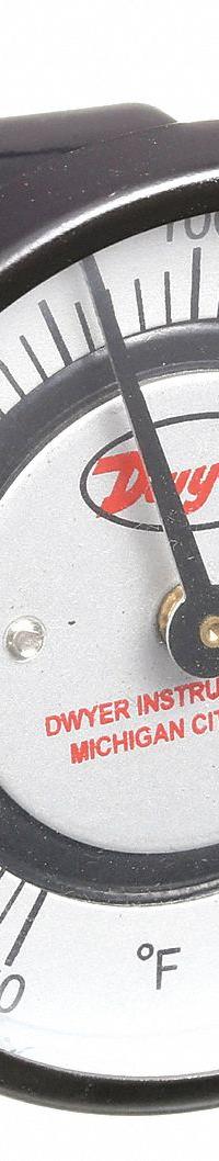 DWYER Clip Pipe Mount Dial Thermometer: -50°F to 250°F, +/- 2% Accuracy, 2 in Dial Dia (MPN STC451). Key specifications — Accuracy: +/- 2%; Brand: DWYER.