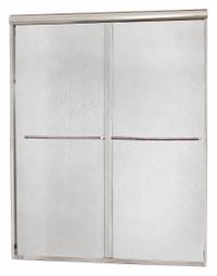 FOREMOST Shower Door: 56 in Min. Door Wd, 60 in Max. Door Wd, 72 in Overall Ht, Rain Tempered Glass (MPN CVSS6072-RN-SV). Key specifications — Brand: FOREMOST.