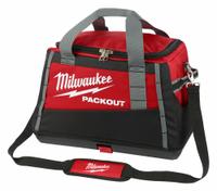 MILWAUKEE PACKOUT Tool Bag: 20 7/8 in W x 12 3/8 in D x 4 in H, Nylon, Red, 6 Inside Pockets (MPN 48-22-8322). Key specifications — attr1120376: MILWAUKEE; attr1120463: Nylon; attr1120464: Red; attr1120343: Removable Shoulder Strap.