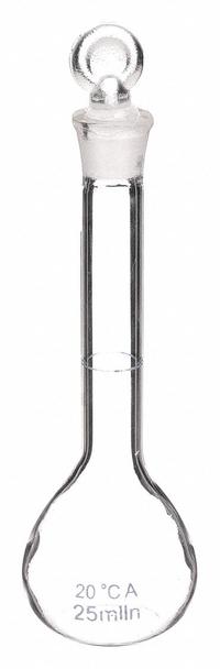 APPROVED VENDOR Volumetric Flask: 25 mL, Colorless, Conical, 0.03 mL, Includes Closure (MPN 5YHZ5). Key specifications — Shape: Conical; Tolerance: 0.03 mL; Body Color: Colorless; Brand: APPROVED VENDOR; Compatible with Stopper Size: 10/13.