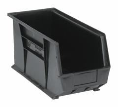 QUANTUM STORAGE SYSTEMS Hang and Stack Bin: 8 1/4 in x 18 in x 9 in, Black, Label Holder Included (MPN QUS265BR). Key specifications — Electrostatic Discharge: Not Electrostatic Discharge Conductive; Brand: QUANTUM STORAGE SYSTEMS; % Recycled Content: 100%.