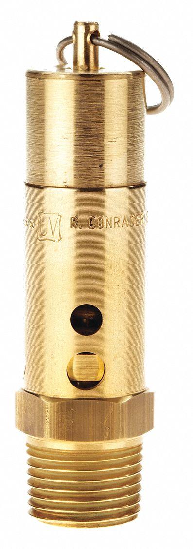 CONRADER Safety Valve: Hard Seat, 1/2 in (M)NPT Inlet (In.) - Hard Seat Pneumatic Safety Valves