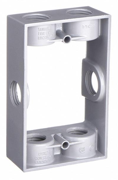 BELL Electrical Box: Aluminum, Rectangular, 1 Gangs, 1/2 in Hub Size, 9.5 cu in Capacity - Aluminum Weatherproof Electrical Boxes