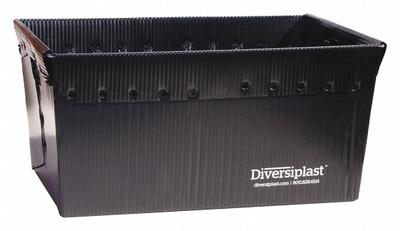 DIVERSI-PLAST Nesting Tote: 3 gal, 23 in x 15 in x 12 in, Black, Lid Not Included - Lightweight Corrugated Plastic Nesting Totes