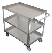 APPROVED VENDOR Utility Cart: 1,200 lb, 24 in L x 18 in W Shelf, 3 Shelves, Silver, Flat (MPN 11A455). Key specifications — Caster/Wheel Configuration: (2) Swivel; Brand: APPROVED VENDOR; Caster Wheel/Tread Material: Polyurethane.