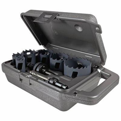 MORSE Hole Saw Set: 8 Pieces, 1 15/16 in Max. Cutting Dp, Carbide Tipped - Multi-Material-Cutting Hole Saw Kits